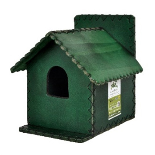 Small Hut Bird House - Natural Leather, 16X15X17 Inches, Green Polished Finish | Ideal for Home and Garden Decor