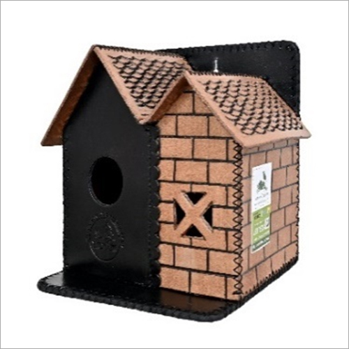 Twinning Bird House - Natural Leather, 17.5X20.5X20.5 Inches , Polished Finish in Brown and Black for Home and Garden Use