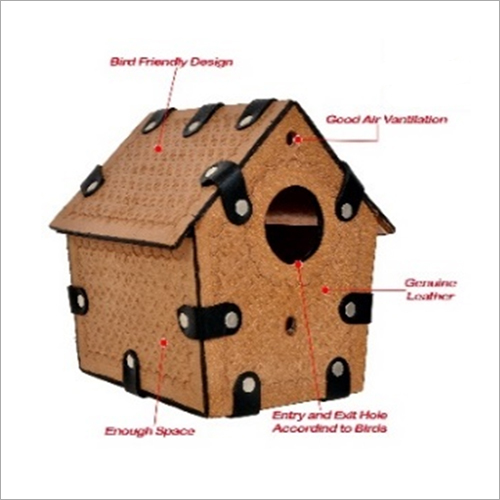 Wrinckled Roof Tooling Bird House - Natural Leather, 16x15x17 cm, Brown | Simple to Build, Eco-Friendly, Perfect for Gardens and Balconies