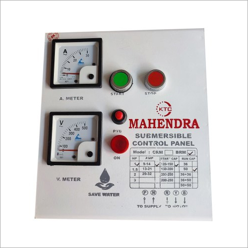 Single Phase Submersible Pump Control Panel - Mild Steel, 440V Rated Voltage, White Finish | Two LED Display with Voltage Indicator, Water-Saving Features