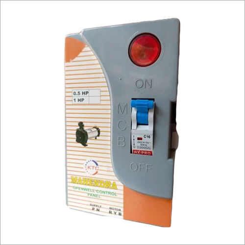 Openwell 1hp Control Panel - PVC Material, 440 Volt Rated Voltage, Grey Color, Powder Coated Finish | LED Operation Display, On/Off MCB Included
