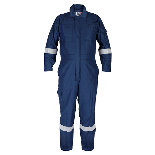 Blue 100 Percent Cotton Flame Resistant Coverall