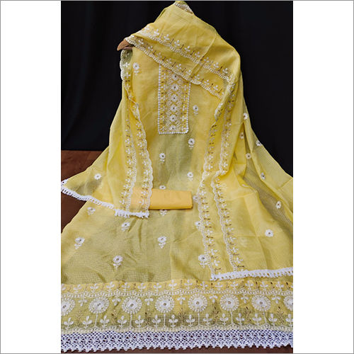 Yellow Unstitched Salwar Kameez Material