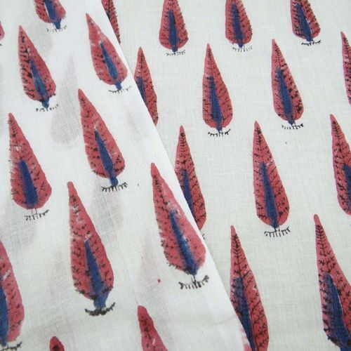 Quick Dry Jaipuri Pigment Leaf Handmade Print Fabric