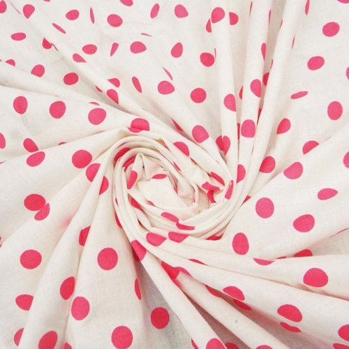 Pink Poka Dot 100% Coton Fabric Jaipuri Hand Block Print Fabric