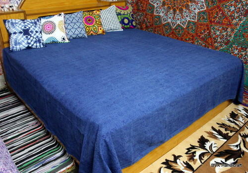 Indigo Blue Hand Block Jaipuri Printed Bed Sheet