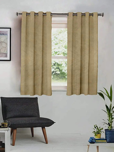 Gold Solid Plain Curtains For Window