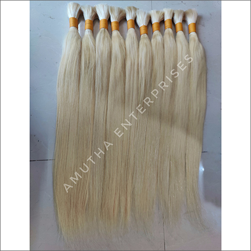Yellow Blonde Bulk Hair Extensions - Remy Human Hair, Straight Style, Yellow Blonde Color | Comfortable Wear, Secure Clips, Skin-Friendly, No Shedding
