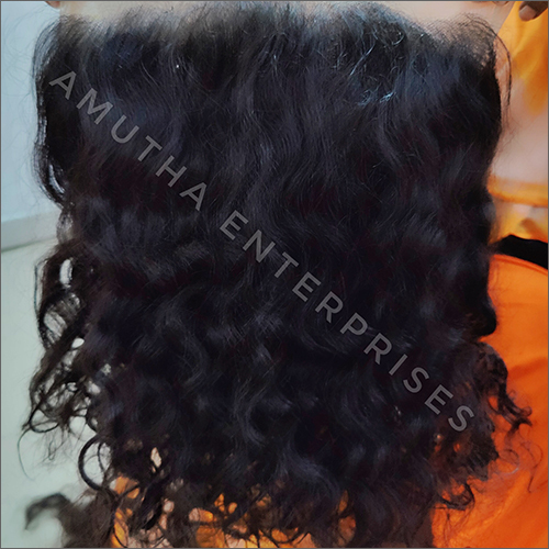 Frontal Human Hair Closure - 100% Remy Human Hair, 24 Inch Length, Rich Black Color - Soft, Tangle-Free, Curly Style for Beautiful Hairstyles