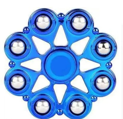 Blue Metallic Flower Design Plastic Spinner