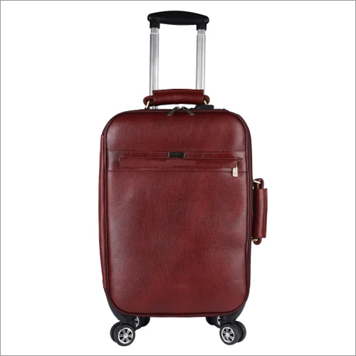 TRL904BR Leather Travel Trolley Bag