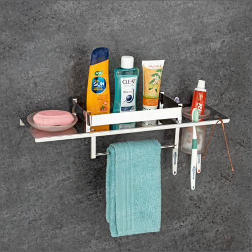 Wall Mounted Stainless Steel 4 in 1 Shelf - Stainless Steel, 18"x6" Size | Durable, Rectangular Shape, Multi-Functional Bathroom Storage Solution