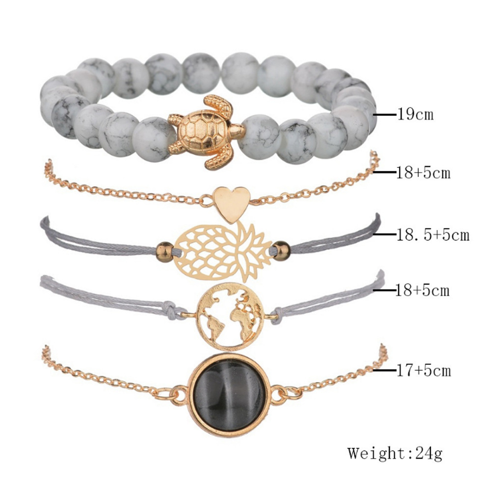 Combo of 5 Multi Designs Copper Charm Bracelet