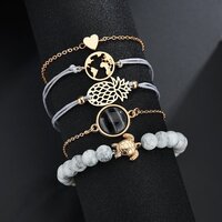Vembley Stylish Combo of 5 Multi Designs Copper Charm Bracelet for Women and Girls