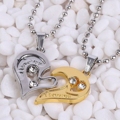 Golden Silver Stainless Steel Best Friends Forever Heart Pendant Necklace Gender: Women