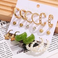 Vembley Fashion Pearl Studs and Hoop Earrings 9 Pair Combo for Women and Girls