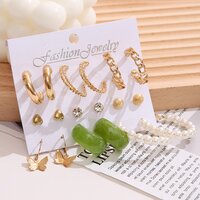 Vembley Fashion Pearl Studs and Hoop Earrings 9 Pair Combo for Women and Girls