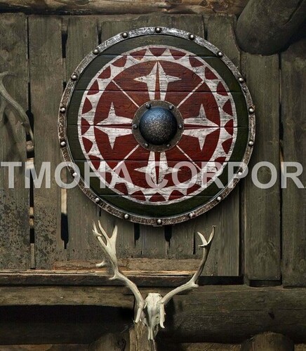 Medieval Shield / Round Shield / Greek Shield / Decorative Shield / Wooden Shield / Armor Shield / Handmade Shield / Decorative Shield MS0362