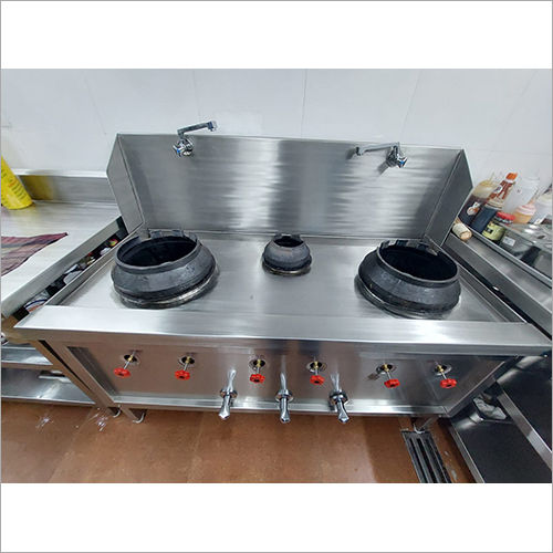 Ss Chinese Cooking Range With Drain Board Interior Coating: Aluminum