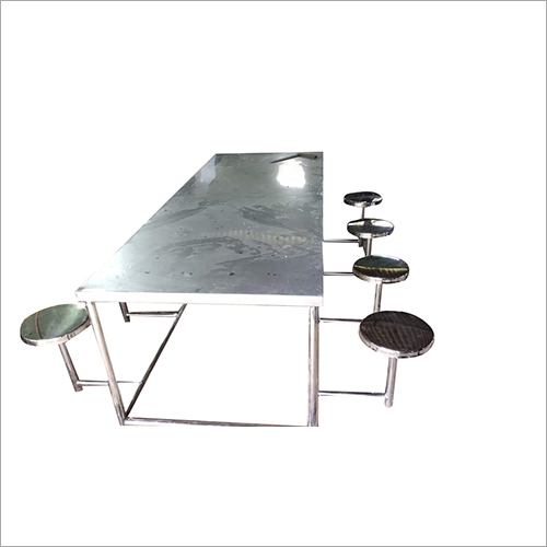 SS Dining Table With Folding Stools