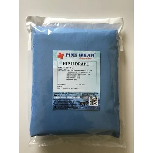 Hip U Drape - SSMMS Fabric 240 x 230 cm, Medical Blue Color | Absorbent Layers, Adhesive Backing, Clear Plastic Film, Latex-Free