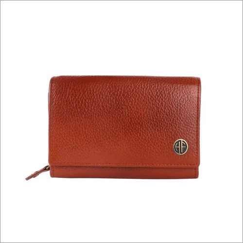 LW5001-TAN Ladies Leather Wallet - Leather, Folded Design, Tan Color | Zipper Closure for Secure Storage