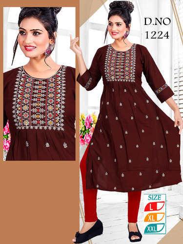 NYRA CUT KURTIS WITH EMBROIDERY WORK