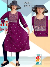 NYRA CUT KURTIS WITH EMBROIDERY WORK