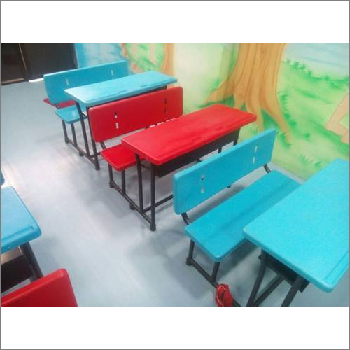 Multicolor Two Seater Iron School Bench