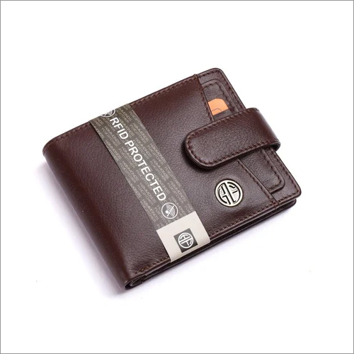 HF502LN-BR - Leather Wallet, Dark Brown Color, Folded Design, Flap Closure
