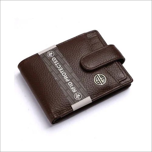 HF502-MH Mens Leather Wallet - Leather Material, Folded Design, Dark Brown Color | Flap Closure for Easy Access