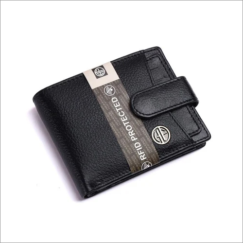 HF502BLK Mens Leather Wallet - Leather, Folded Design, Black Color | Flap Closure for Secure Storage and Stylish Organization