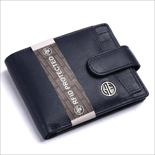 Leather Wallet - Folded Design, Navy Blue Flap Closure | Premium Quality Men's Accessory