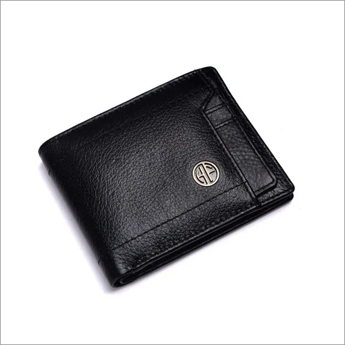 HF578BLL Mens Black Leather Wallet - Leather Material, Folded Design, Flap Closure | Sleek Black Color for Timeless Style