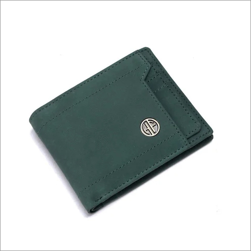 HF578AQL Mens Leather Wallet - Leather, Folded, Green | Flap Closure, Stylish Storage for Essentials