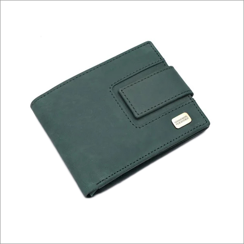 Leather Wallet - Flap Closure, Folded Design | Rich Green Color, Authentic Leather Material