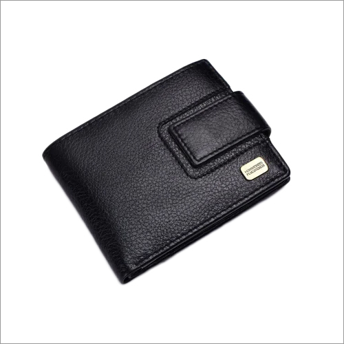 HF580BLL Men Leather Wallet - Leather, Folded Design, Black Color | Flap Closure for Secure Storage