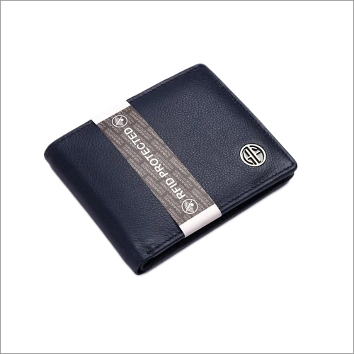 HF594-BNL Mens Leather Wallet - Leather, Folded, Navy Blue | Flap Closure Design, Stylish and Functional Accessory
