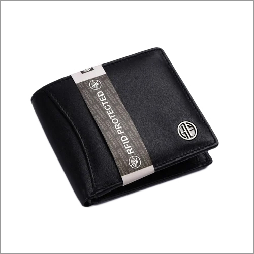 HF593-SN-BLK Mens Leather Wallet - Leather Material, Folded Design, Black Color | Flap Closure for Enhanced Security