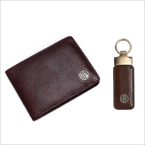 GS590-BR-KR Leather Gift Set - Solid Leather | Brown Wallet & Keychain Duo for Elegant Gifting and Everyday Use