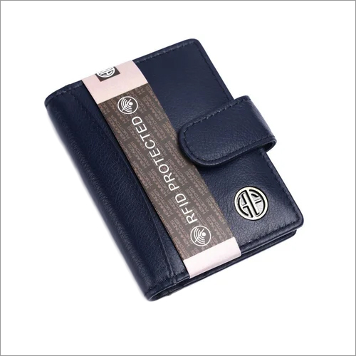CC602-BN Leather Card Holder - Leather, Blue | Sleek Card Holder Design for Office Use, Perfect for Organizing Your Essential Cards