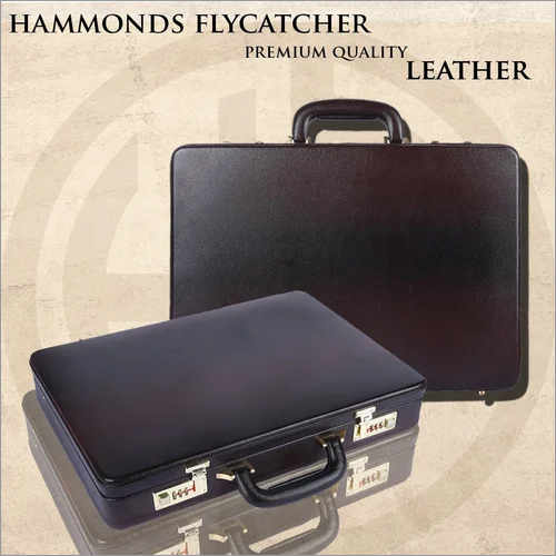 Hammonds Flycatcher Leather Briefcase - 100% Full-Grain Leather, Black Color | Stylish, Durable, Large Capacity Main Compartment, Interior Organizer Section