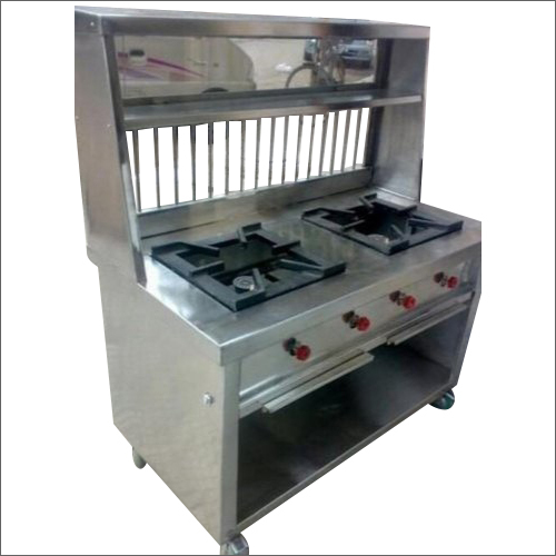 Stainless Steel SS Two Burner Chat Catering Counter
