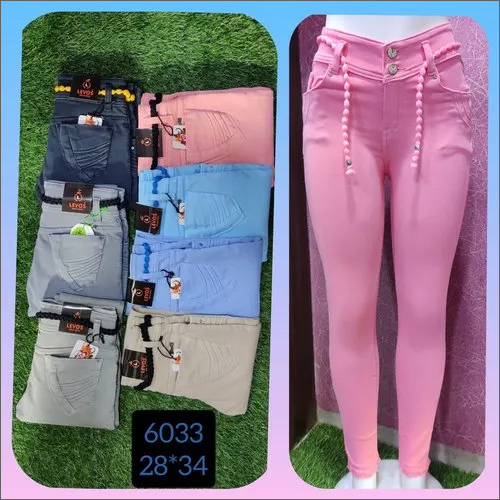 Pink 28 X 34 Mm Ladies Plain Dyed Denim Jeans