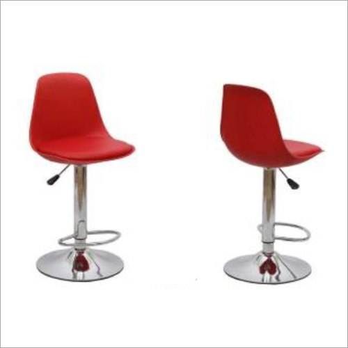 Bar Stool - PP Upholstered, Red Silver Color | Antibacterial, Waterproof, Easy to Clean, Durable, Lightweight, Eco-Friendly