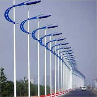 Pole- White-blue Mild Steel Highway Light Pole