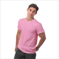 Cotton Men T Shirt 220GSM - O-Neck, Short Sleeves | Soft Cotton Fabric, Plain Pink Color, Available in Sizes S-XXL, All Seasons Suitable