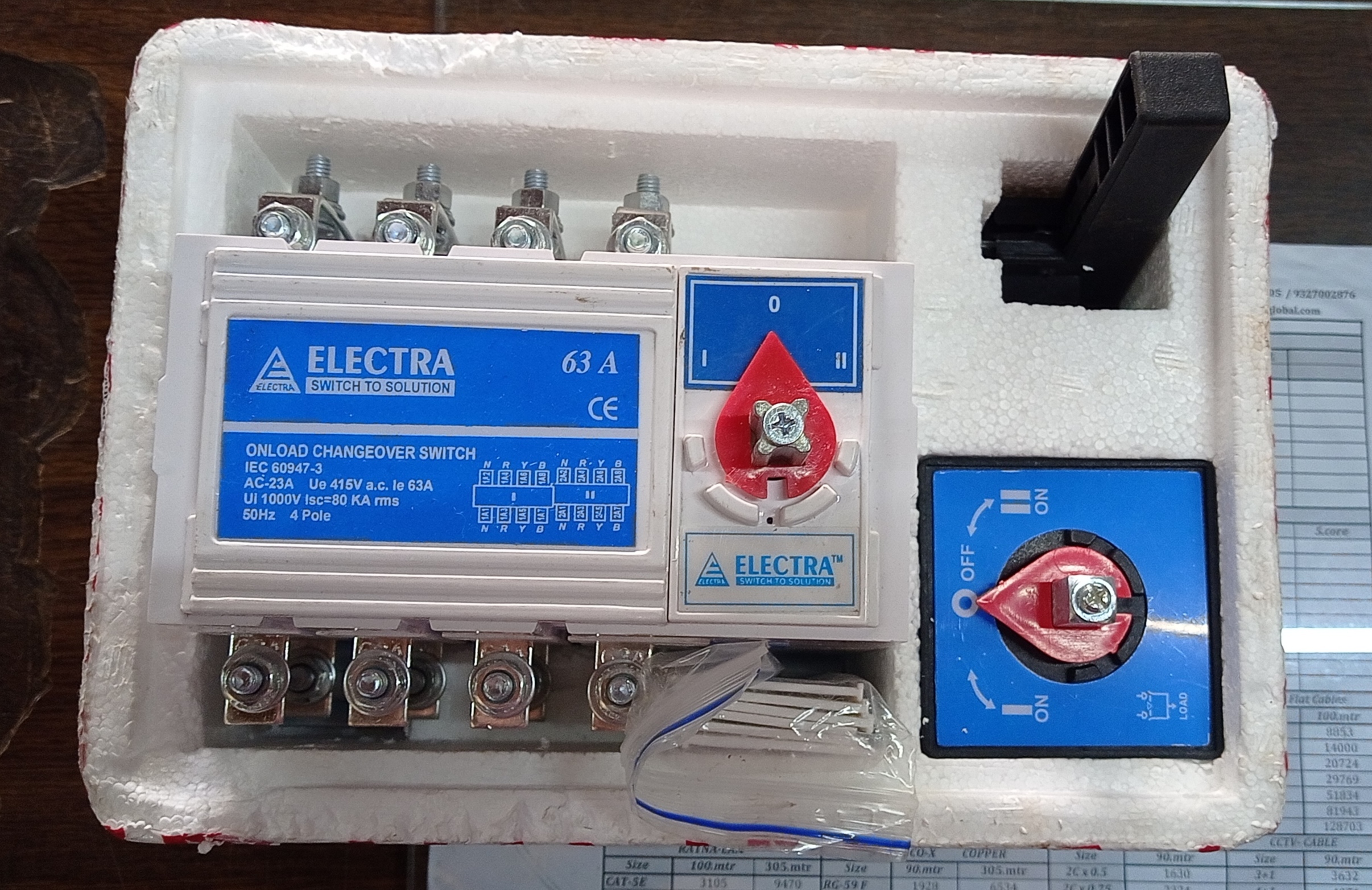 ELECTRA 63A 4P CHANGEOVER SWITCH (NEW)