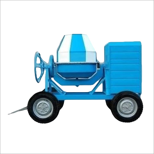 Manual Concrete Mixer Machine - Mild Steel, 500 L Drum Capacity, Blue and White | High Efficiency, Semi-Automatic Control, Portable Design