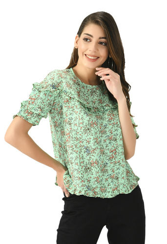 Ruffle printed short top